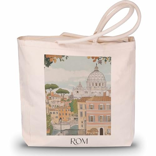 favplace Shopping Tasche mit Städtemotiv Petersdom Rom Italien Tote Bag - Shopper bzw. Einkaufstasche für Fernweh oder Heimat - Reise Daybag - Jutebeutel