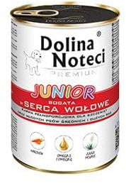 Dolina Noteci Premium JUNIOR Wet Dog Food/Non-Allergic Full of Nutrition Mineral Vitamin (400 g (Pack of 1), Beef Hearts)
