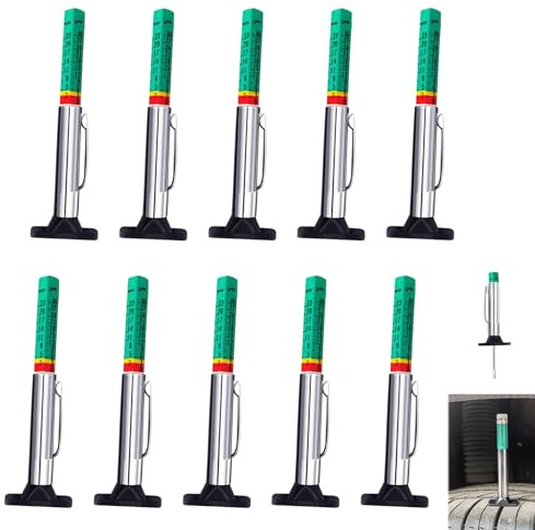 10 Pcs Tyre Tread Depth Gauge UK Color Coded, Tire Tread Depth Gauge 6-Sided Measurement Tool, Accurate Tread for Cars Motorcycles Trucks Off-Road Vehicles, Compact Portable Safety, 25MM/32nds