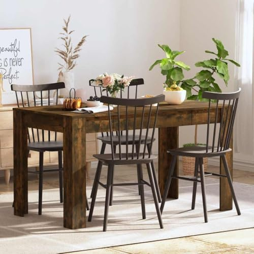 Owoxanthellate Esstisch Räuchereiche 140x74x76 cm Massive Holzwerkstoff Platte Modernes Design Robuste Konstruktion Kleiner Küchentisch für Esszimmer Wohnzimmer