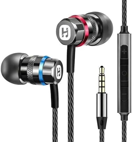 HIFI WALKER HiFi In-Ear Kopfhörer mit Mikrofon, 3,5 mm Kabelkopfhörer mit In-Line-Steuerung, 9,2 mm Dynamiktreiber, Aluminium-Gehäuse für Smartphone, Laptop, PC und Tablet