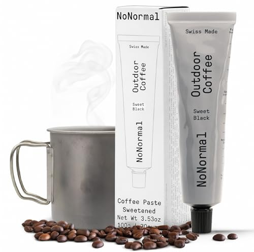 No Normal Sweetened Dark Roast Instant Coffee Paste - The Outdoor Coffee Swiss-Made, Fairtrade Arabica Beans, Liquid Concentrate in Zero Waste On-the-Go Tube (100g (Pack of 1), Sweet Black)