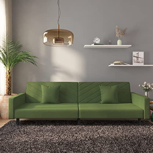 SooIarix Schlafsofa 2-Sitzer Dunkelgrün Samt mit 2 Kissen, 220x84,5x69 cm, Holzrahmen, kleines Sofa für Wohnzimmer, Camping, Lounge Möbel Outdoor, bequemes Sofa und Couch
