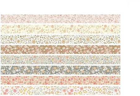 8 Rollen Vintage Floral Washi Tape Set Buntes Klebeband für Scrapbook Zubehör Bastelmaterial für Kinder Masking Tape Washitape Dekoratives Bastelpapier Bunt für Tagebuch Planer DIY Bastelsachen