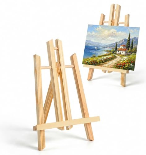 Profi Tischstaffelei Holz klein, stabile Mini Staffelei Kinder, kleine Leinwand Ständer Easel für den Tisch, Deko Leinwand Halterung Bildständer aus Kiefer, L