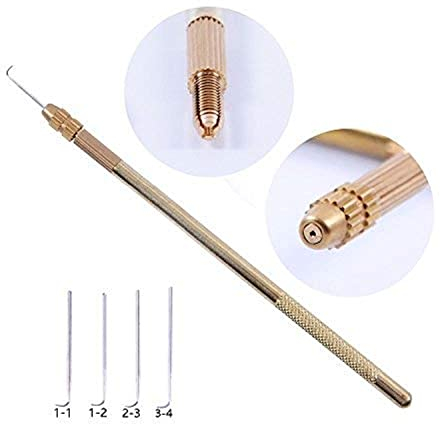 Le kit d'outils de Aiguilles à Crochet 4 aiguilles de ventilation +1 support en laiton pour l'aiguille de perruque