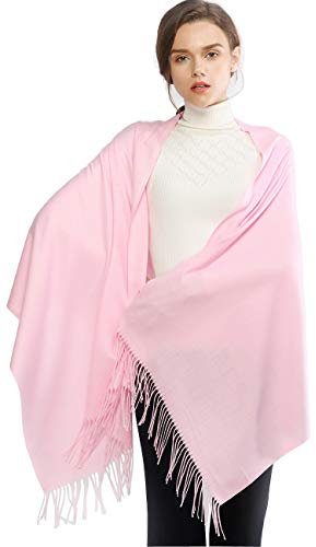 RIIQIICHY Cachemire Hiver Chaud Écharpe Pashmina Châle Wrap Pour Femmes et Hommes Rose Longues Grandes Écharpes Douces,Rose,Large