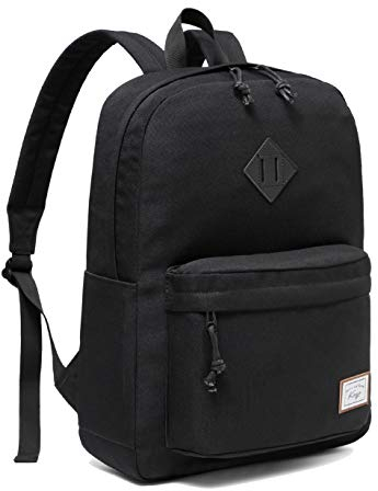 Kasgo Schulrucksack, Wasserabweisend Leichter Rucksack Herren Damen Jungen Mädchen Teenager Hochschule Rucksack Schultasche Casual Daypack für Reise Wandern (Schwarz)