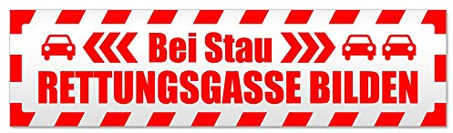 Kiwistar - Autoaufkleber - Rettungsgasse Stau gestreift - Hinweis Aufkleber Sticker für Auto, Kfz, Fahrrad, PKW, LKW