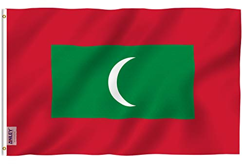 Anley Fly Breeze 3x5 Fuß Malediven Flagge - Lebendige Farbe und UV-Lichtechtheit - Leinwandkopf und doppelt genäht - Republik Malediven Flaggen Polyester mit Messingösen 3 X 5 FT