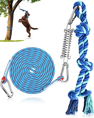 Petbobi Bungee Hundespielzeug, Baum Zerrspielzeug für Pitbull interaktiv & Übung, Federstange Tauziehen Spielzeug mit strapazierfähigem Seil, Muskelaufbauer, Outdoor-Hängespielzeug für große Hunde