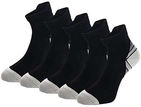 5 Paar Kompressionssocken Sportsocken Laufsocken für Herren & Damen Münner Leichtgewicht Kompressionsstrümpfe Funktionssocken Sneaker Socken (as3, alpha, m, regular, regular, Grau)