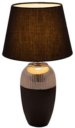 Pauleen 48226 Midnight Beauty Tischleuchte max. 20 Watt handgefertigt Schwarz, Silber Nachttischlampe im Glamour Look aus Stoff, Keramik E27