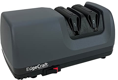 EdgeCraft E317 Electric Knife Sharpeners for 20-Degree Straight and Serrated Knives Diamond Abrasives Precision Angle Control, 2-Stage, Gray, (SHE317GY11)