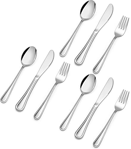 HaWare Ensemble de couverts pour enfant, 9 pièces en acier inoxydable poli pour enfant, cuillère à fourchette, couteau, non toxique et sain, passe au lave-vaisselle
