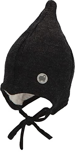 Sterntaler Baby Jungen Strickmütze Baby Strickmütze Mütze - Baby Strickmütze, Mütze Baby - aus Wolle mit Bindeband - anthrazit meliert, 49
