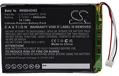 vhbw Battery Replacement for Sony LIS1570HNPC, SY6 for Portable Audio Headphone Amplifier (4900 mAh, 3.7 V, Li-polymer)