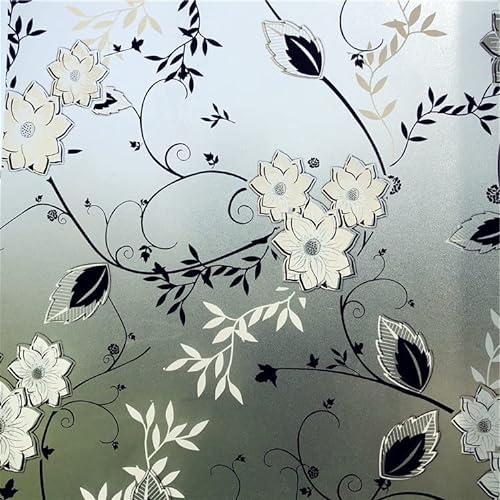 Hoonng Fensterfolie Blickdicht Selbsthaftend Motiv Blume Sichtschutz 60x200cm