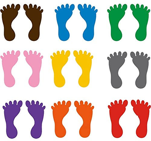 Vepoty Kinder-Fußabdruck-Aufkleber, 9 Paar, Selbstklebende Bodenaufkleber, Kindergarten-Fußabdruck-Aufkleber für Bodentreppen-Dekoration