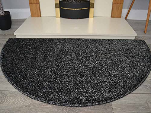 RSM RUGS Half Moon Semi Circle Floor Rugs Rug Carpet Mat Cheap (Black Grey Mix)