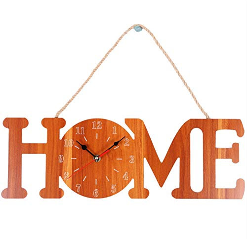 Nicfaky Art Wall Clock HOME Rope Hanging Wall Clock Removable 3D DIY Living Room Art Wall Decor Hotel Room,Brown