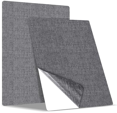 Flicken selbstklebend Stoff, Klebeflicken für Textilien Leinenstoff Reparatur Patches, 2er 20 x 28 cm Textil Flicken selbstklebend für Sofas, Autositze, Bürostuhl, Kopfteile, Vorhang, Grau