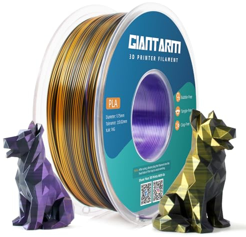 GIANTARM Silk PLA Filamento da 1,75 mm (± 0,02 mm) per stampante 3D, 1 kg, 1 rotolo confezionato sottovuoto, PLA Silk-like tricolore, oro + fucsia + nero