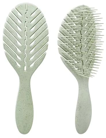 LIFEBLOOM nachhaltige Haarbürste biologisch abbaubare Bambus Haarbürste ohne Ziepen für Damen, Herren & Kinder 100% Vegan und aus Weizen - Profi Detangler - Professionele Entwirrbürste (Zipper)
