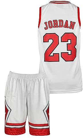 Amdrabola Basketball Kinder Trikot Bausatz, Weiss, Komm mit Shorts Basketballfans (152,Weiss)