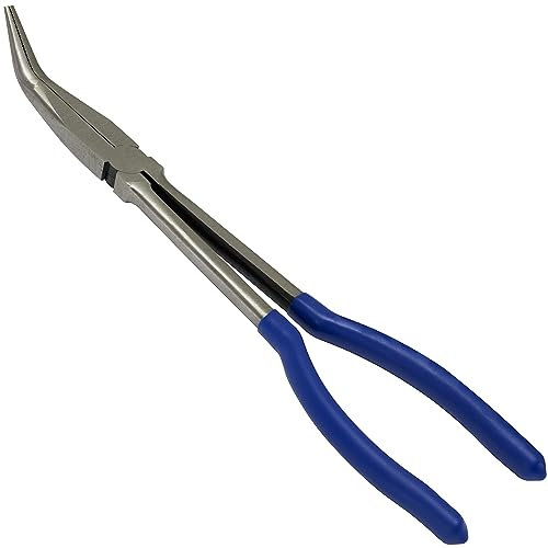 AERZETIX - C68519 - Pinza di precisione/modellismo lunga con becco angolato 45° 280x60x30mm - apertura ganasce 57mm