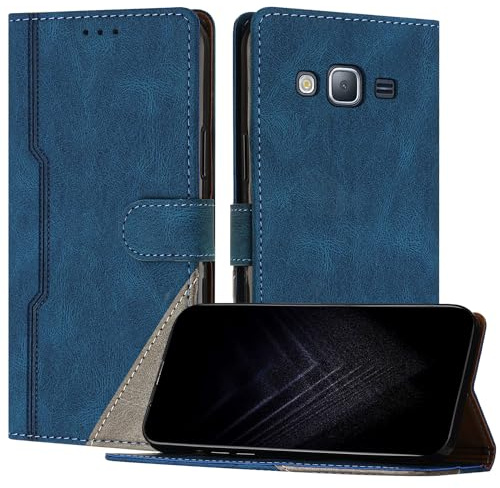 NETANY Schutzhülle für Samsung Galaxy J5 2015, PU Leder Flip Wallet Handyhülle mit magnetisch Kartenfächer Standfunktion Hülle für Galaxy J5 2015 - Blau
