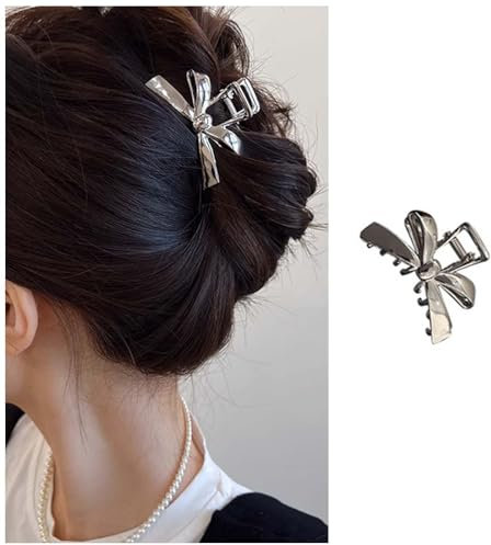 Dervivea Pince A Cheveux Argent Noeud Metallique Pince A Cheveux Noeud Metallique Pince A Cheveux Moyenne Pince A Cheveux Antidérapante Noeud Papillon Pince A Cheveux Barrette Accessoires