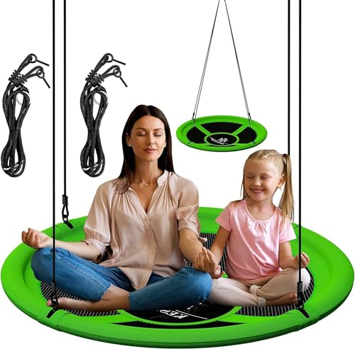 KESSER® Columpio para niños, Columpio Redondo, soporta hasta 300 kg, Ajustable, Columpio de jardín, Columpio Infantil, para Interior y Exterior, para niños y Adultos, 120 cm, Verde