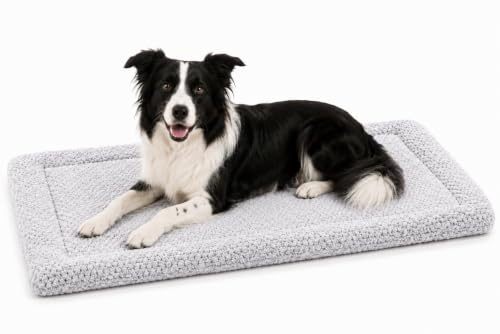 hundebett - katzenbett - rechteckiges Jacquard Kissen Grau - für Drahtkäfige und Transportboxen geeignet - waschbar - 100,5 x 63,5 cm - Flamingo