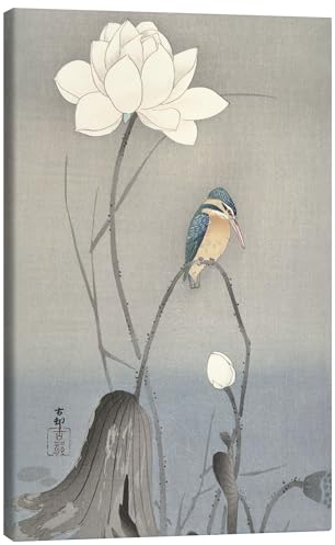 Posterlounge Eisvogel mit Lotusblüte, ca. 1900 Leinwandbild von Ohara Koson 20 x 30 cm Wandbilder Wanddeko