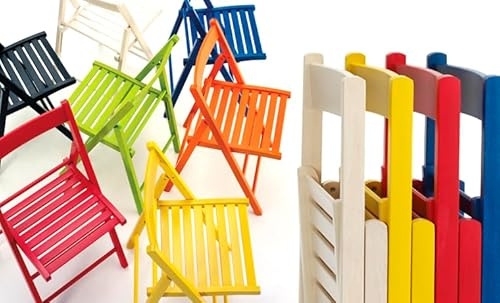 ZStyle Klappstuhl aus farbigem Holz, platzsparend, für Garten, Terrasse, Balkon, Bar, Restaurant, leicht, Camping, Esszimmer, Küche, Massivholz Buche (4, Orange)