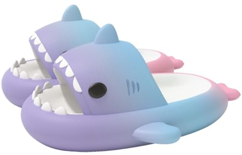 Ciabatte Squalo Bambini Shark Slides Nuvola Sandali Ragazzi Cuscino Slippers Ragazze Casa Pantofole Spiaggia Piscina Doccia A Punta Aperta Estate Infradito, Viola-blu-rosa, 34/35 EU, Tag 220