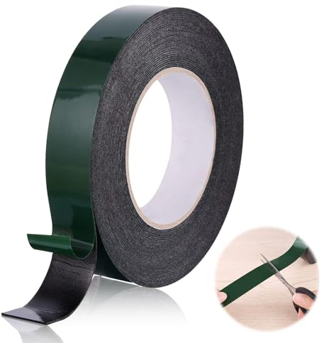 Cozevdnt Foam Tape Double Sided Sponge Tape, Waterproof Strong Adhesive for Automotive Grade Car Trims Number Plate Fixing (10m×25mm, Black)