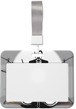 Schlagzeug-Set, gemustert, Schlüsselband, Ausweishalter, perfekt für Lehrer, Journalisten, Ärzte, Geschenke (horizontal)