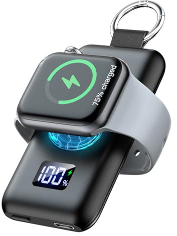 jaroco - Cargador portátil para Apple Watch, 1500 mAh, cargador inalámbrico magnético, cargador de viaje impermeable, cargador de reloj inteligente para Apple Watch Series