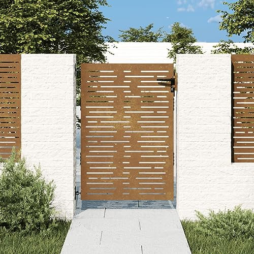 Keyroto Puerta de jardín exterior 180 cm puerta jardín puerta de hierro forjado puerta peatonal de acero-óxido - 85 x 150 cm