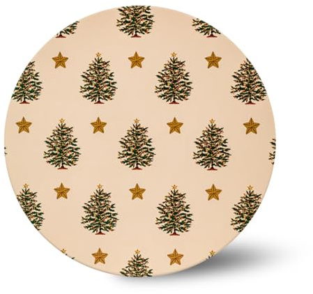 Anniversary House 12-inch Cake Board Christmas Tree and Gold Star Print, Pack of 1, Individually Wrapped, Sturdy Fibre Cake Board Round, DBX001