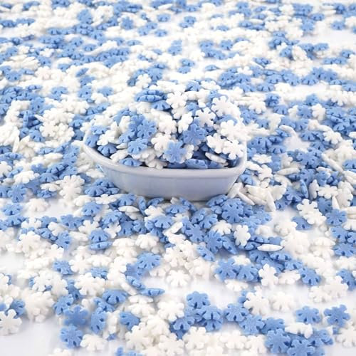 Streusel Glück Weihnachten Schneeflocken weiss blau hellblau 40g Weihnachtsstreusel Schnee | essbare Tortendeko Christmas | Zuckerstreusel Plätzchendeko Plätzchen Kekse verzieren | Sprinkles
