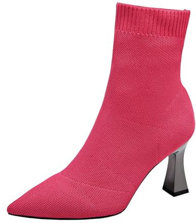 Generico Stivali da Donna Invernali Bassi, Stivali Invernali Donna Casual Eleganti, Stivaletto Vintage Tronchetti con Tacco Alla Comoda Chelsea Boots Donna Morbidi Stivali Chelsea Donna
