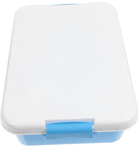 ibasenice 15x10 Inch Sand Box with Lid and Handles Portable Storage Tray for Children’s Sandbox Toys Large Capacity Handheld Sandbox for Indoor Outdoor Use Blue and White