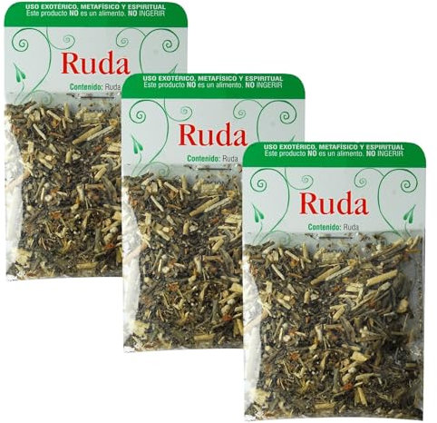 Santeria Miraculeuse Lot de 3 herbes ésotériques de Ruda (1ère qualité) Nettoyage énergétique, protection spirituelle et contre les envies Utilisation dans les rituels et abats