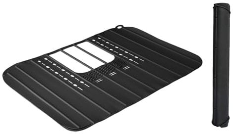 Silikonspüle Abdeckung 22x17 Hitzeresistente faltbare Waschbeckenabdeckung mit hängenden Schleife Multifunktionaler Spülbedeckung für Kosmetika, Hautpflegeprodukte, Haartrockner und schwarze Waschbec