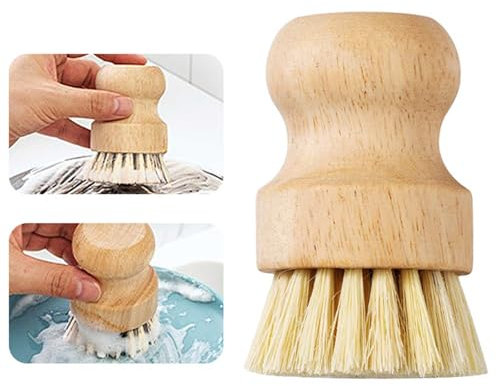 Pilzbürste aus Holz, Runde Pilzbürste champignonbürste Spülbürste Holz Gemüsebürste zur Reinigung von Töpfen, Pfannen, Tellern und Besteck