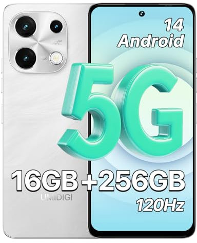 UMIDIGI Note 100 5G Smartphone, Android 14 Telephone Portable, 6.8 HD+ 120Hz Mobile Phone, 16GB+256GB/TF 1TB, Dual SIM 5G Téléphone Android, 50MP+16MP Caméra/5000mAh/Face ID/GPS/OTG