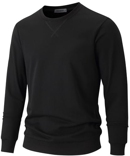 VEIISAR Herren Sweatshirt mit Rundhalsausschnitt Männer Basic Pullover Langarmshirts Freizeit Sport Shirt (616 Black L)